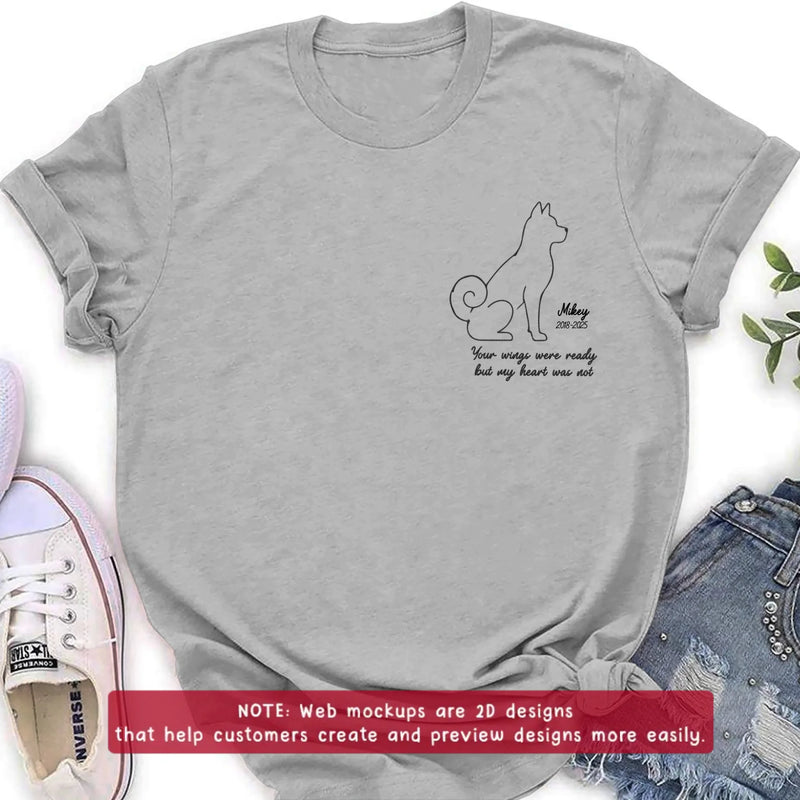Personalized Dog Pass Away Embroidered Shirt/ Hoodie - Pet Loss Remembrance Gift - Your Wings Were Ready But My Heart Was Not