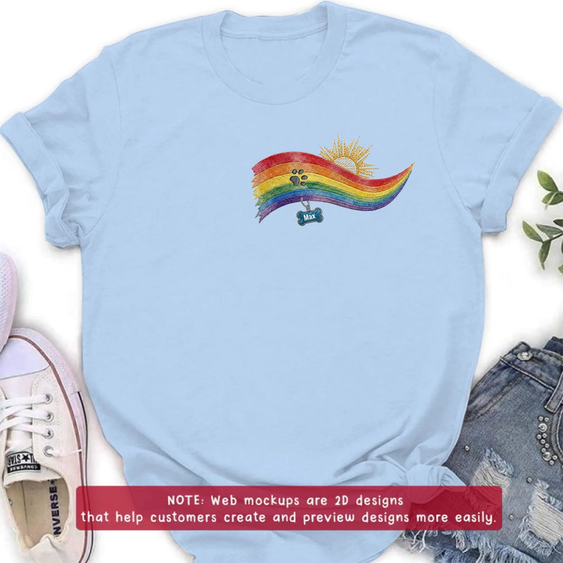 Personalized Pet Memorial Embroidered Shirt/ Hoodie - Custom Rainbow Bridge Dog Memorial - Pet Loss Gift for Dog Mom Dog Dad, Up to 5 Pets