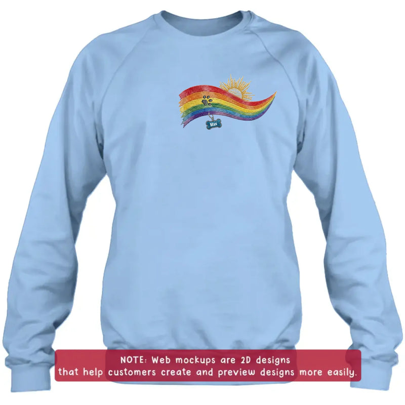 Personalized Pet Memorial Embroidered Shirt/ Hoodie - Custom Rainbow Bridge Dog Memorial - Pet Loss Gift for Dog Mom Dog Dad, Up to 5 Pets
