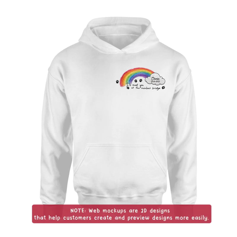 Personalized Rainbow Bridge Pet Memorial Embroidered Shirt/ Hoodie - Pet Loss Remembrance Gift with Name and Years