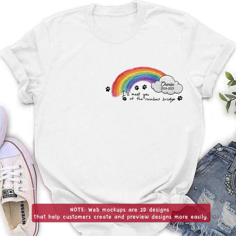 Personalized Rainbow Bridge Pet Memorial Embroidered Shirt/ Hoodie - Pet Loss Remembrance Gift with Name and Years