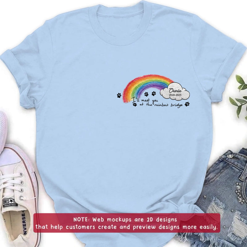 Personalized Rainbow Bridge Pet Memorial Embroidered Shirt/ Hoodie - Pet Loss Remembrance Gift with Name and Years