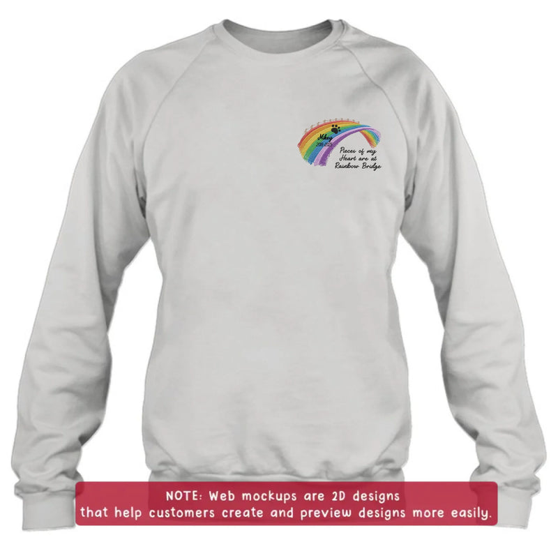 Personalized Rainbow Bridge Pet Memorial Embroidered Shirt/ Hoodie - Pet Loss Remembrance Gift - Up to 5 Pet - Pieces Of My Heart Are At  Rainbow Bridge