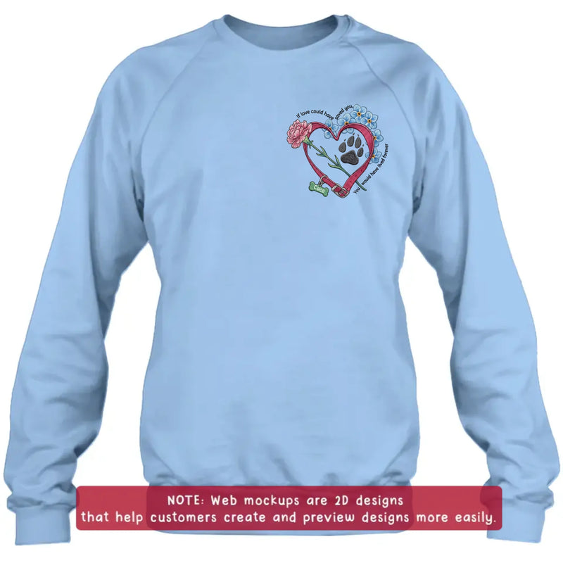Personalized Pet Memorial Embroidered Shirt - Custom Paw Print Heart T-Shirt/ Sweatshirt/ Hoodie - Dog Memorial Gift with Name, Pet Loss Remembrance , Rainbow Bridge Keepsake