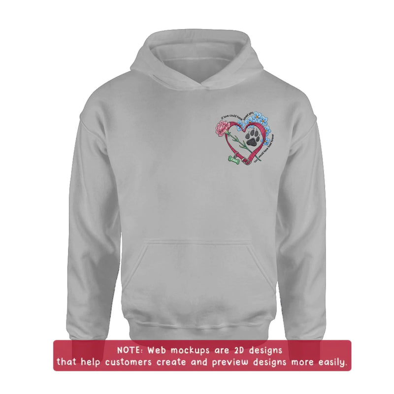 Personalized Pet Memorial Embroidered Shirt - Custom Paw Print Heart T-Shirt/ Sweatshirt/ Hoodie - Dog Memorial Gift with Name, Pet Loss Remembrance , Rainbow Bridge Keepsake