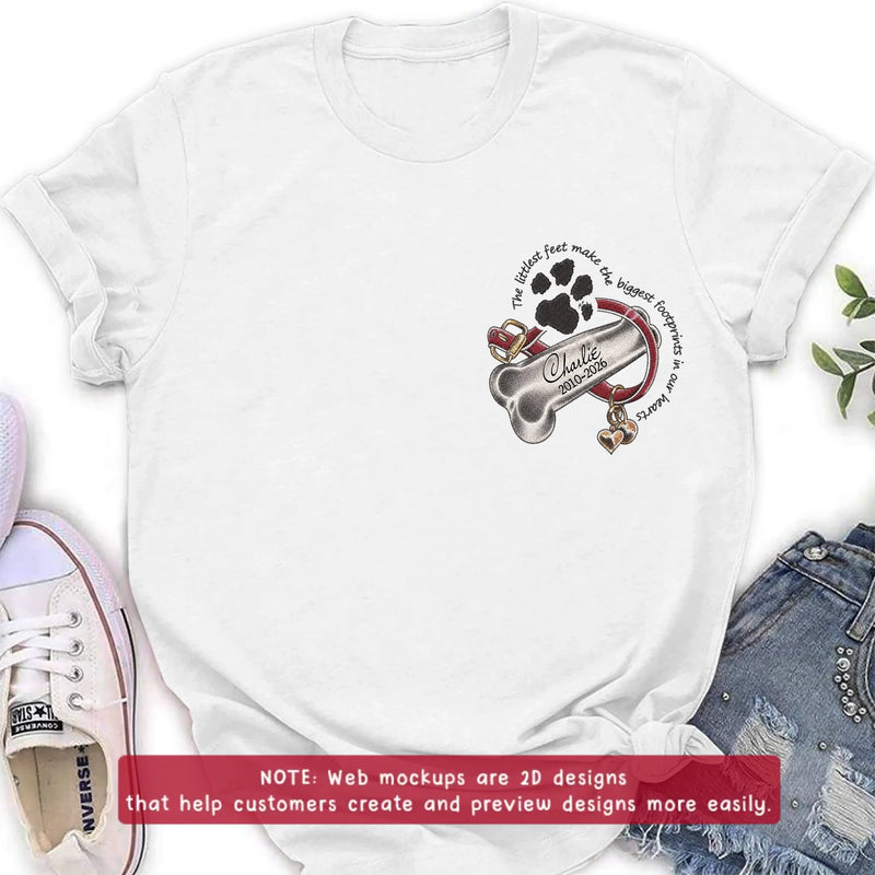 Personalized Pet Memorial Embroidered Shirt - Custom Dog Bone Paw Print T-Shirt/ Sweatshirt/ Hoodie - Pet Loss Remembrance Gift