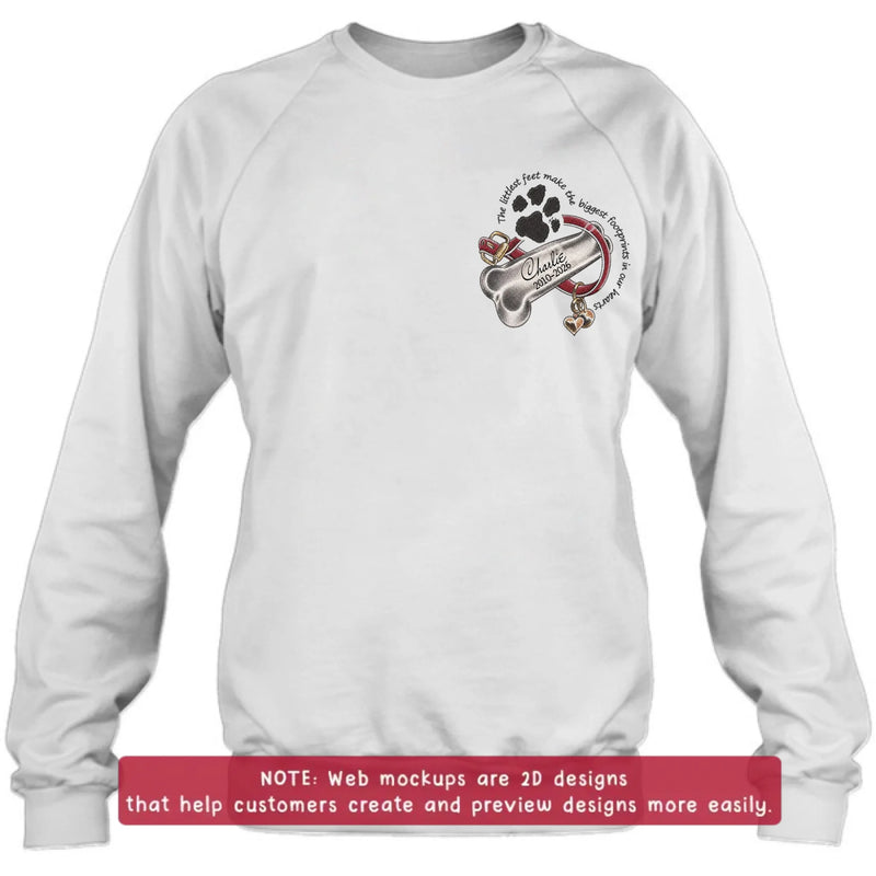 Personalized Pet Memorial Embroidered Shirt - Custom Dog Bone Paw Print T-Shirt/ Sweatshirt/ Hoodie - Pet Loss Remembrance Gift