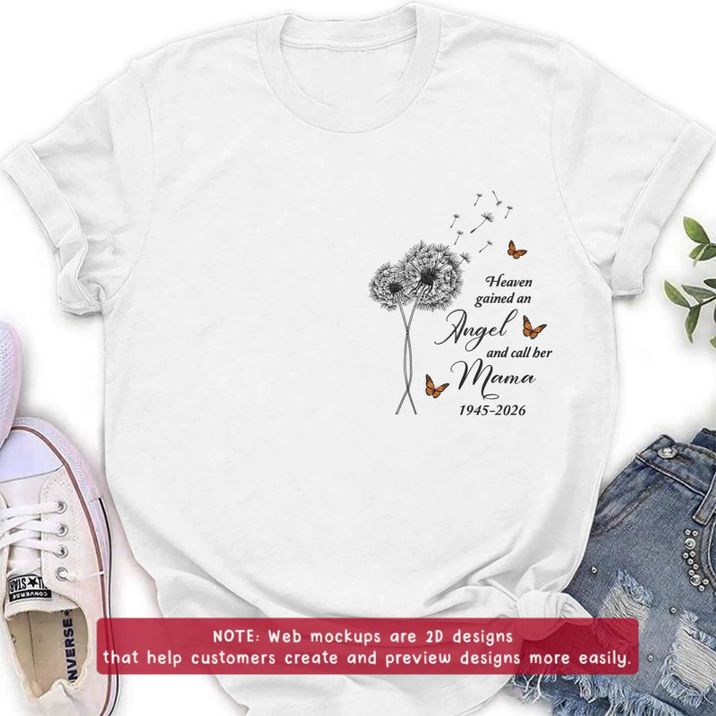 Personalized Memorial Embroidered Shirt/ Hoodie - Heaven Gained An Angel - Sympathy Gift for Loss of Mother