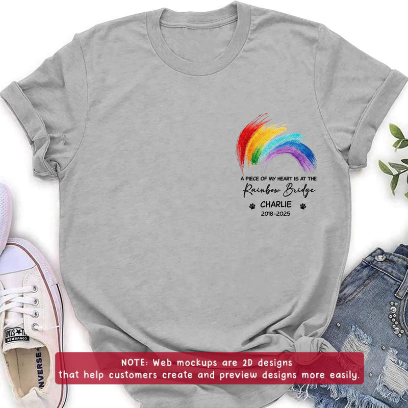 Personalized Rainbow Bridge Pet Memorial Embroidered Shirt/ Hoodie - Pet Loss Remembrance Gift - Wish The Rainbow Bridge Had Visiting Hours
