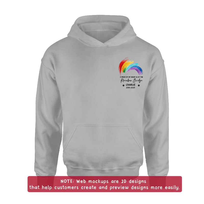 Personalized Rainbow Bridge Pet Memorial Embroidered Shirt/ Hoodie - Pet Loss Remembrance Gift - Wish The Rainbow Bridge Had Visiting Hours