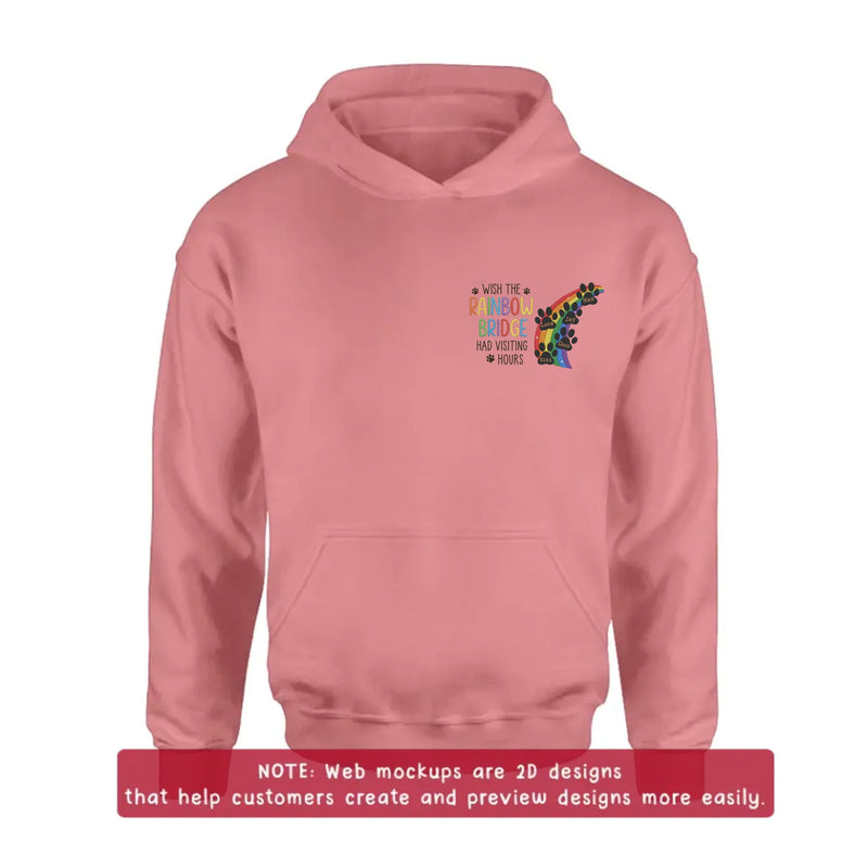 Personalized Rainbow Bridge Pet Memorial Embroidered Shirt/ Hoodie - Custom Dog Memorial - A Piece of My Heart Is at the Rainbow Bridge - Up to 5 Pet Names