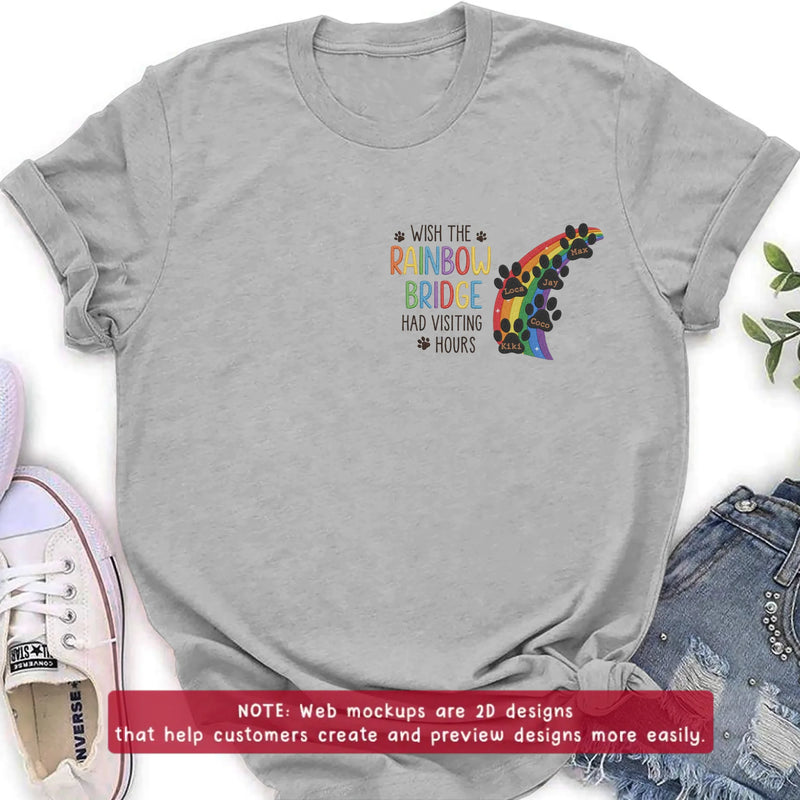 Personalized Rainbow Bridge Pet Memorial Embroidered Shirt/ Hoodie - Custom Dog Memorial - A Piece of My Heart Is at the Rainbow Bridge - Up to 5 Pet Names