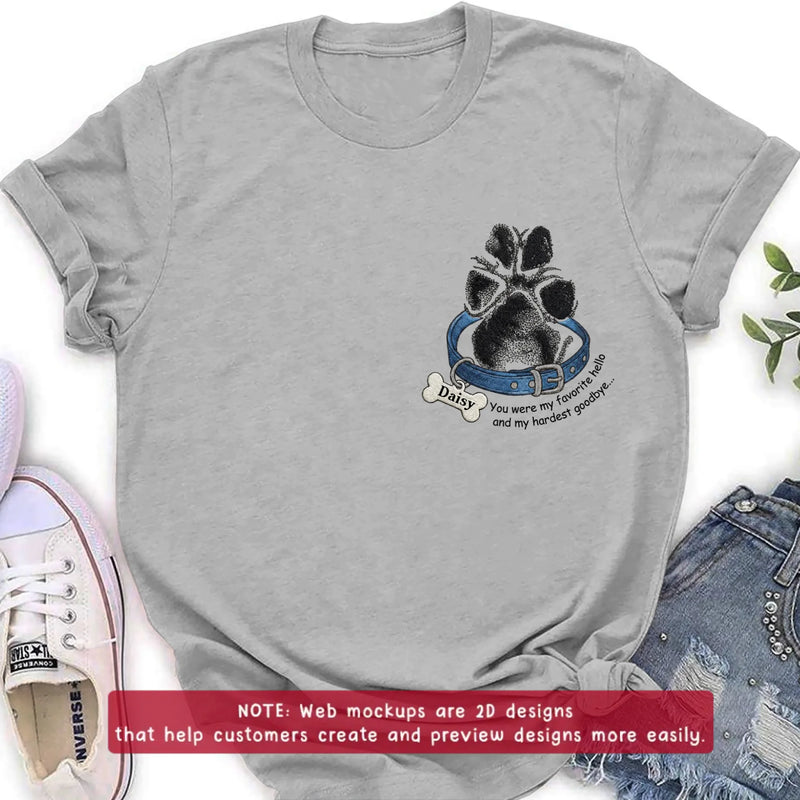 Personalized Memorial Paw Print Embroidered T-Shirt/ Sweatshirt/ Hoodie - Memorial Gift with Name -  Pet Loss Remembrance