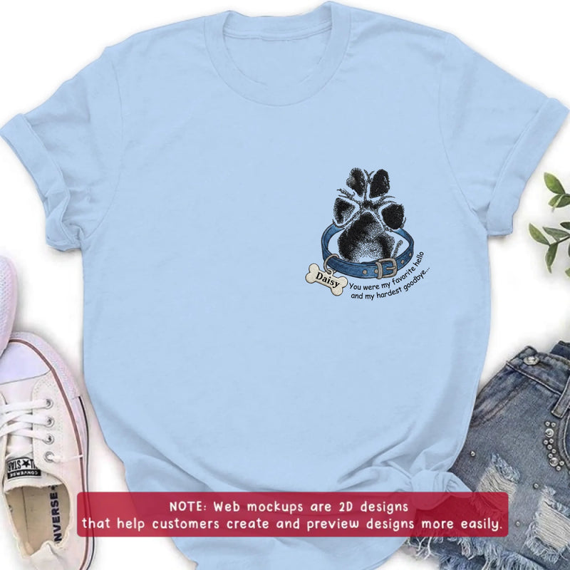 Personalized Memorial Paw Print Embroidered T-Shirt/ Sweatshirt/ Hoodie - Memorial Gift with Name -  Pet Loss Remembrance
