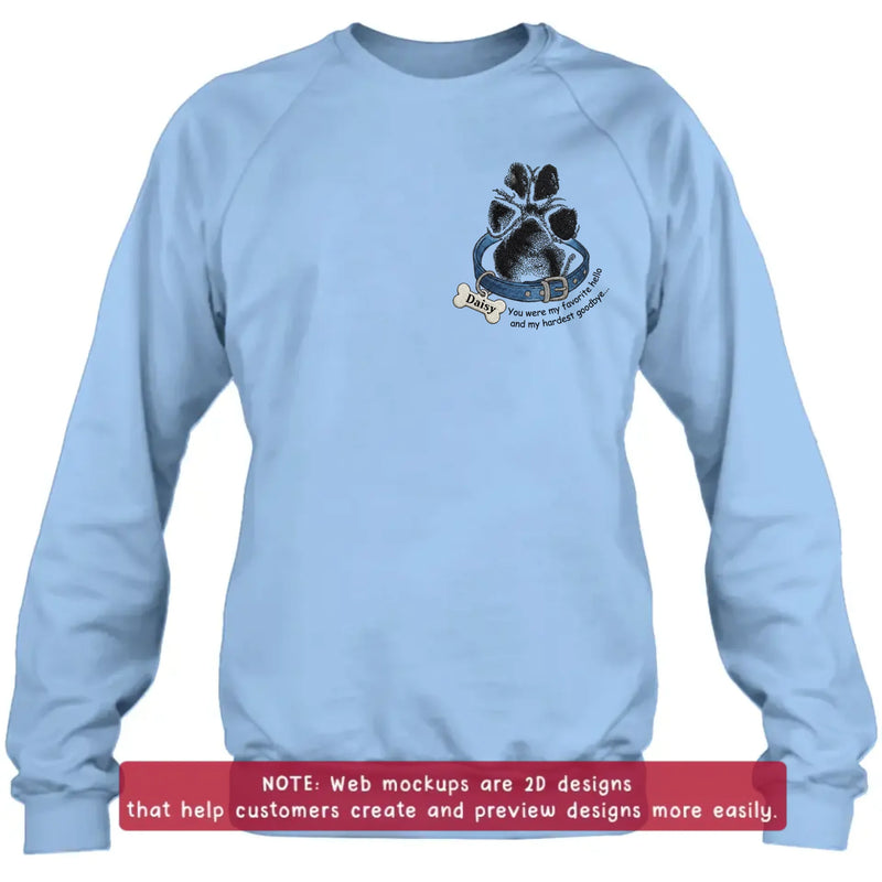 Personalized Memorial Paw Print Embroidered T-Shirt/ Sweatshirt/ Hoodie - Memorial Gift with Name -  Pet Loss Remembrance