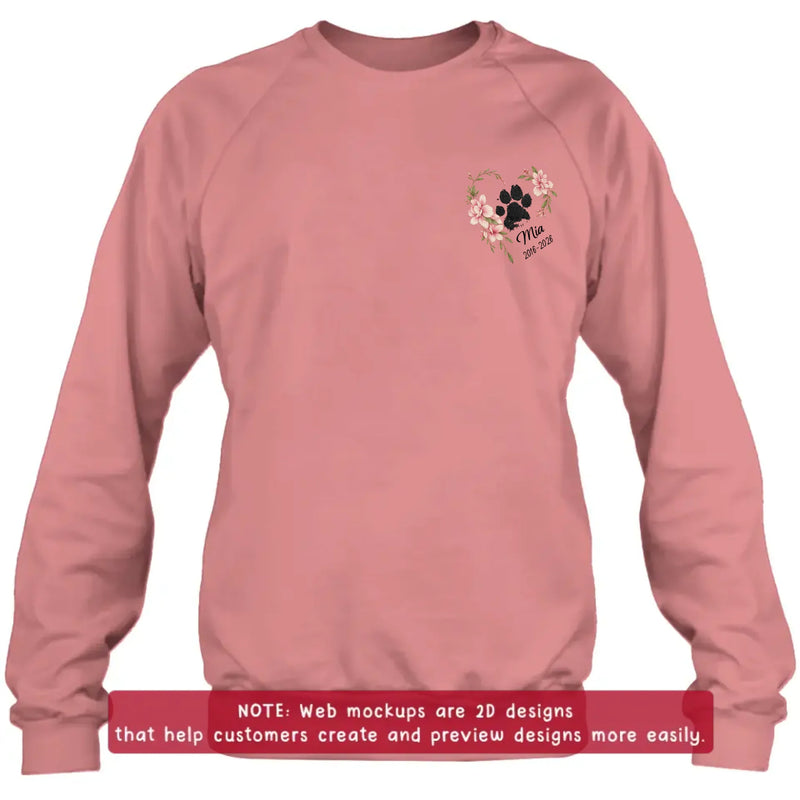Personalized Pet Memorial Embroidered Shirt, Custom Paw Print Floral Wreath T-Shirt, Dog Memorial Gift with Name & Dates, Pet Loss Remembrance