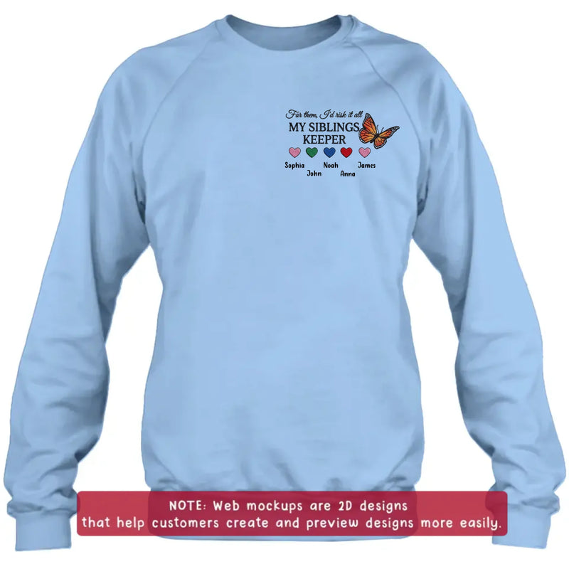Personalized Siblings Embroidered T-Shirt/ Hoodie/ Sweater - Up to 5 Members - My Sister's Keeper