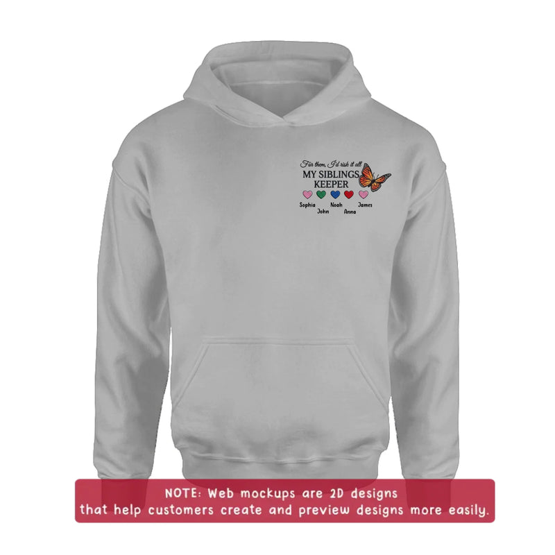 Personalized Siblings Embroidered T-Shirt/ Hoodie/ Sweater - Up to 5 Members - My Sister's Keeper
