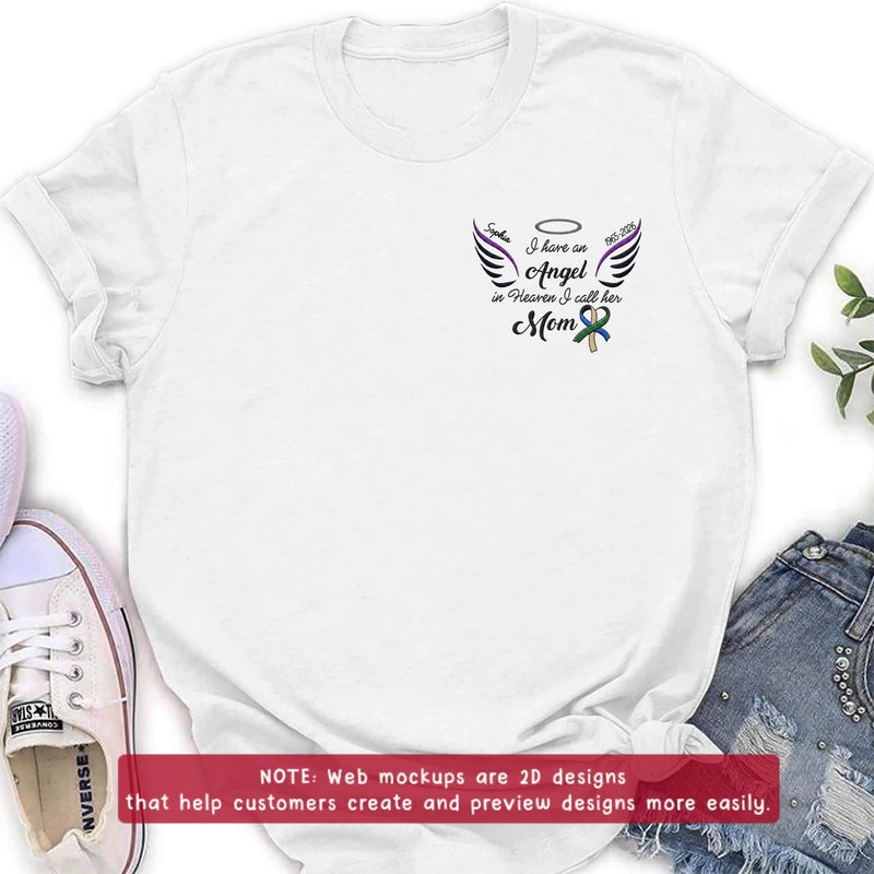 Personalized Mom Memorial Embroidered Shirt/ Hoodie - Custom Sympathy Gift with Name & Years - I Have An Angel In Heaven I Call Her Mom