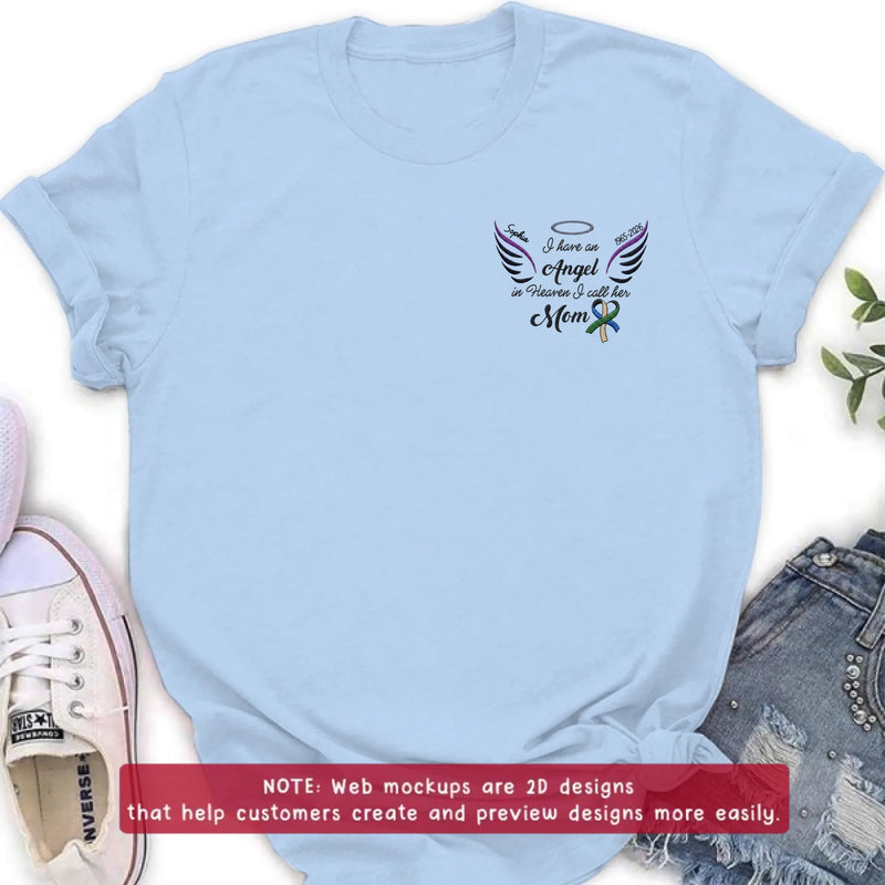 Personalized Mom Memorial Embroidered Shirt/ Hoodie - Custom Sympathy Gift with Name & Years - I Have An Angel In Heaven I Call Her Mom