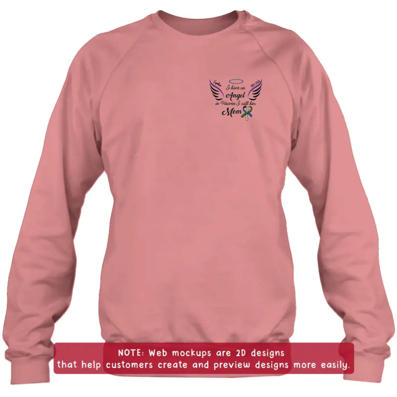 Personalized Mom Memorial Embroidered Shirt/ Hoodie - Custom Sympathy Gift with Name & Years - I Have An Angel In Heaven I Call Her Mom