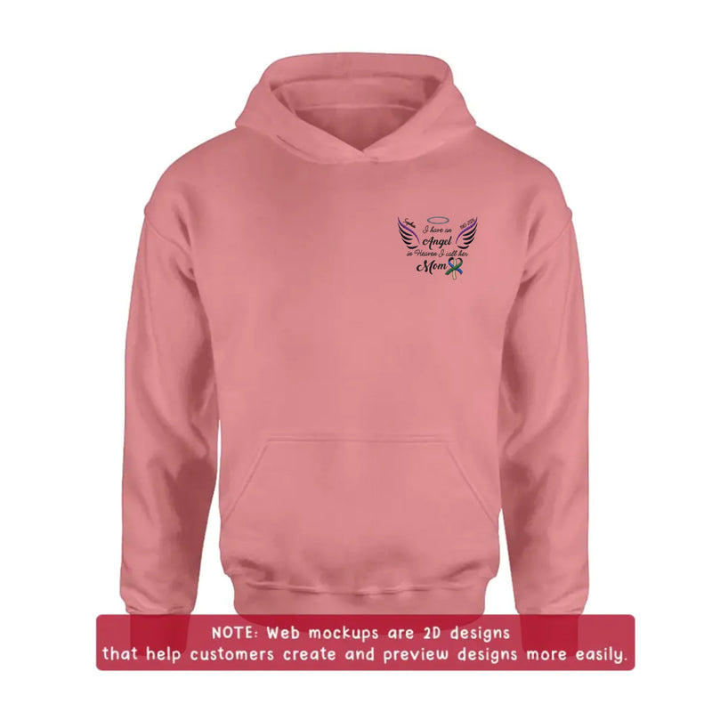 Personalized Mom Memorial Embroidered Shirt/ Hoodie - Custom Sympathy Gift with Name & Years - I Have An Angel In Heaven I Call Her Mom