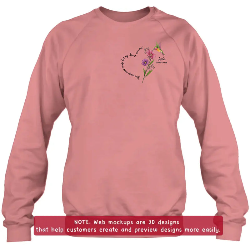 Personalized Hummingbird Memorial Embroidered Shirt/ Hoodie - In Loving Memory Floral Embroidery Sweatshirt Hoodie - Your Wings Were Ready Memorial Gift