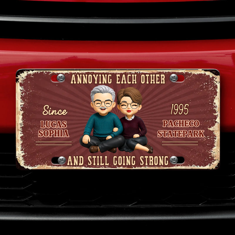 Personalized Old Couple License Plate - Custom Car Decor - Anniversary Gift for Husband Wife - Annoying Each Other And Still Going Strong