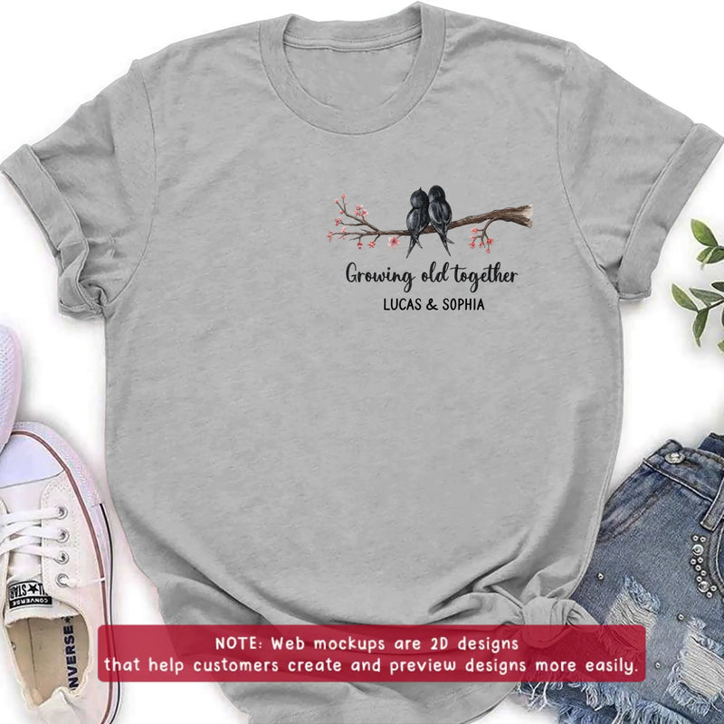 Personalized Old Bird Couple Embroidered Shirt/ Hoodie - Gift Idea For Couple/ Parents - Growing Old Together