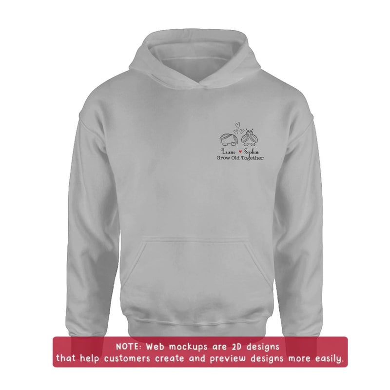 Personalized Elder Couple Embroidered Shirt/ Hoodie - Gift Idea For Couple/ Parents - Grow Old Together