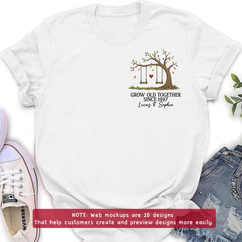 Personalized Old Tree With Swings Embroidered Shirt/ Hoodie - Wedding Anniversary Gift Idea For Couple/ Parents - Grow Old Together