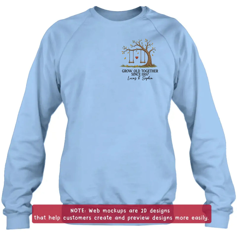 Personalized Old Tree With Swings Embroidered Shirt/ Hoodie - Wedding Anniversary Gift Idea For Couple/ Parents - Grow Old Together