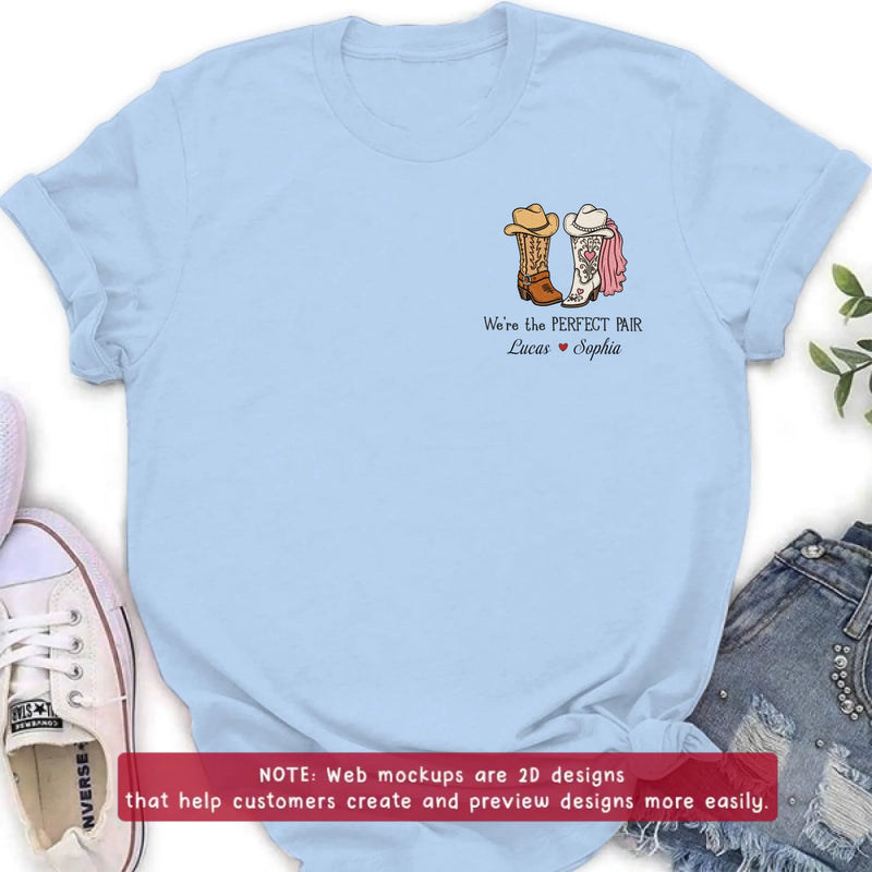 Personalized Cowboy Boots Embroidered Shirt/ Hoodie - Wedding Anniversary Gift Idea For  Husband Wife - We're The Perfect Pair