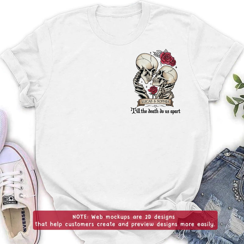 Personalized Skull Couple Embroidered Shirt/ Hoodie - Wedding Anniversary Gift Idea For  Husband Wife - Till The Death Do Us Apart