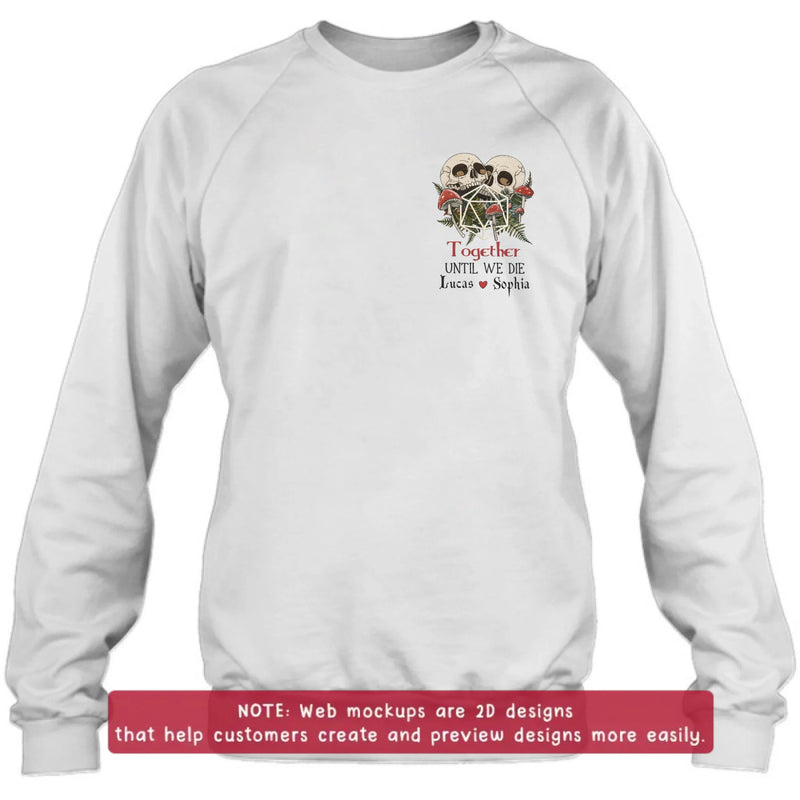 Personalized Skull Couple Embroidered Shirt/ Hoodie - Wedding Anniversary Gift Idea For  Husband Wife - Together Until We Die