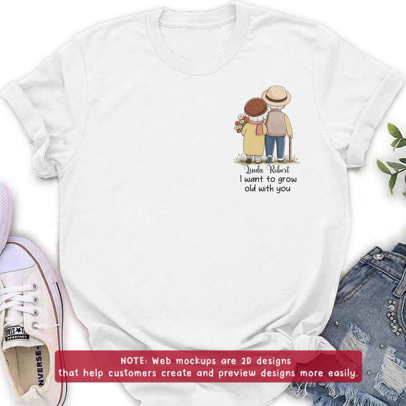 Personalized Elder Couple Embroidered Shirt/ Hoodie - Anniversary Gift Idea For Couple/ Husband And Wife - I Want To Grow Old With You