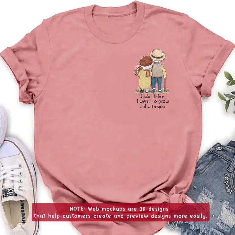 Personalized Elder Couple Embroidered Shirt/ Hoodie - Anniversary Gift Idea For Couple/ Husband And Wife - I Want To Grow Old With You