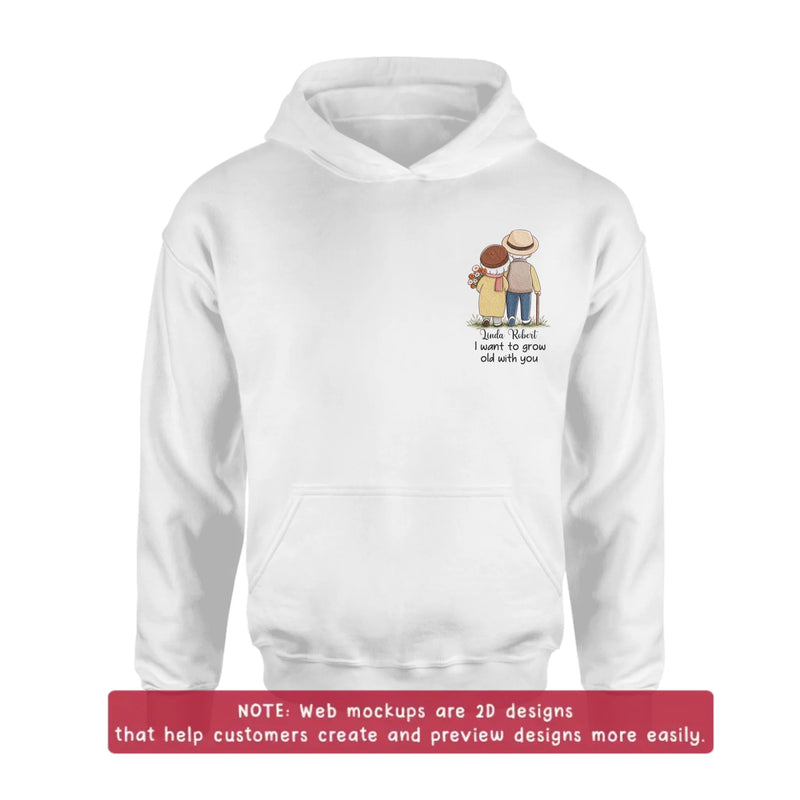 Personalized Elder Couple Embroidered Shirt/ Hoodie - Anniversary Gift Idea For Couple/ Husband And Wife - I Want To Grow Old With You