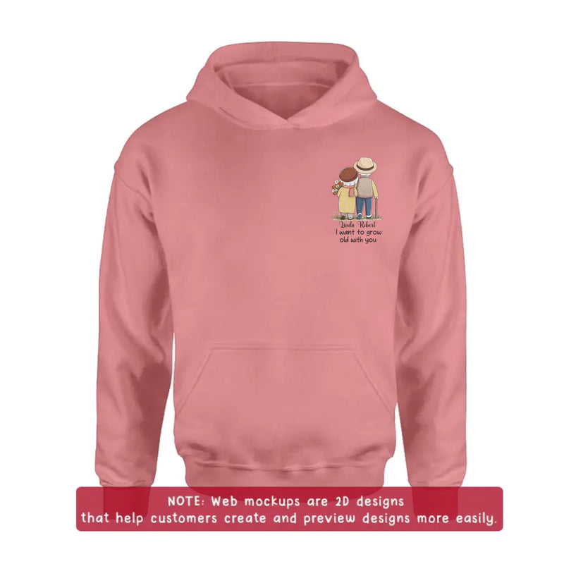 Personalized Elder Couple Embroidered Shirt/ Hoodie - Anniversary Gift Idea For Couple/ Husband And Wife - I Want To Grow Old With You