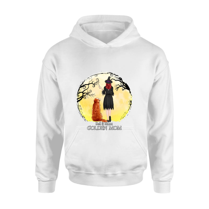 Personalized Witch Dog Mom Shirt/ Hoodie - Halloween Gift For Dog Lover - Golden Mom