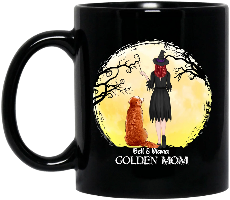 Personalized Witch Dog Mom Coffee Mug - Halloween Gift For Dog Lover - Golden Mom