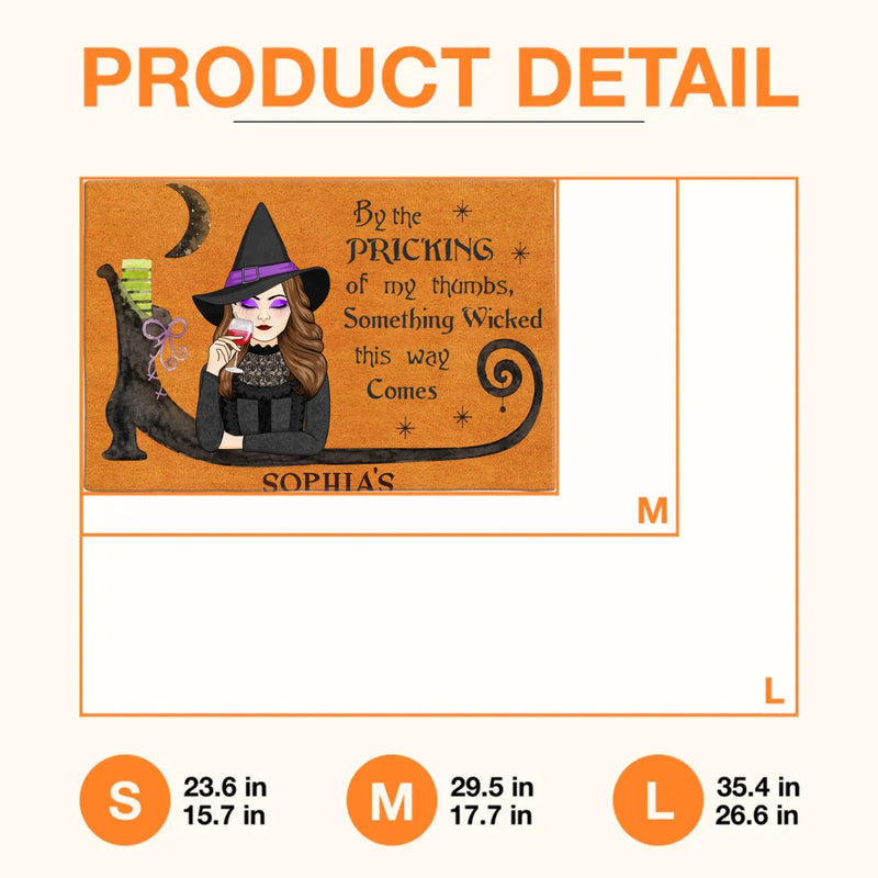 Personalized Witch Doormat - Halloween Gift Idea -  By the Pricking of My Thumbs Something Wicked This Way Comes - Witch Door Mat/ Spooky Porch Decor