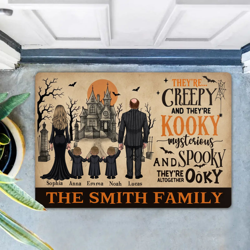 Personalized Creepy Family Doormat - Spooky Front Door Mat - Halloween Gift For Family