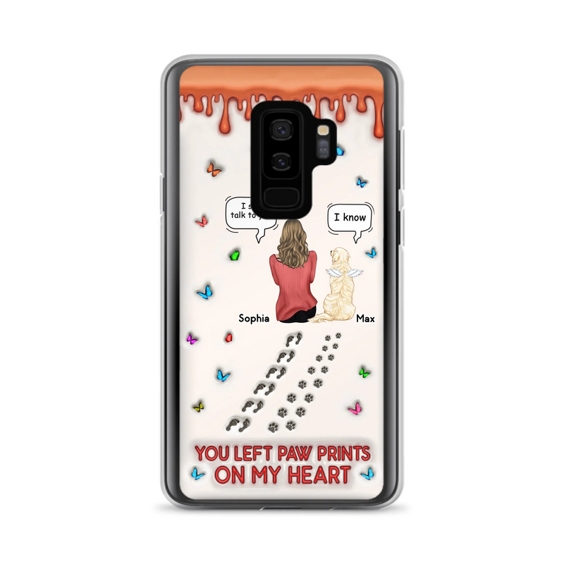 Custom Personalized Memorial Dog Phone Case - Memorial Gift Idea For Pet Owner - Case For iPhone/ Samsung - You Left Paw Prints On My Heart