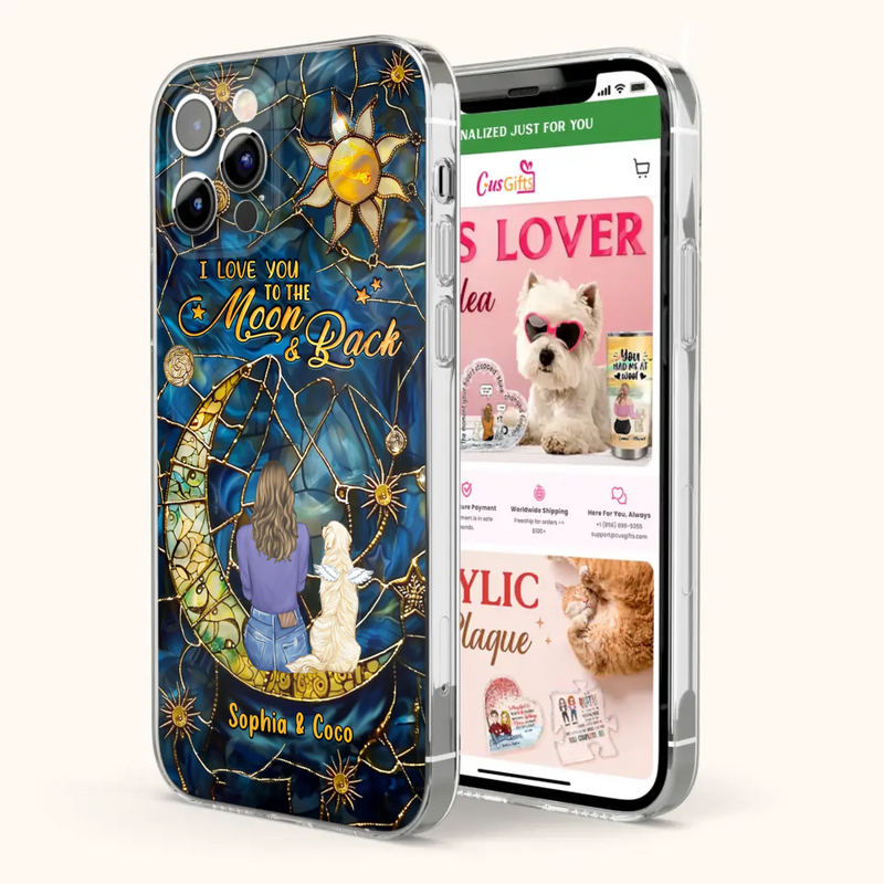 Custom Personalized Memorial Pet Phone Case - Memorial Gift Idea For Pet Lover - Case For iPhone/ Samsung - I Love You To The Moon & Back