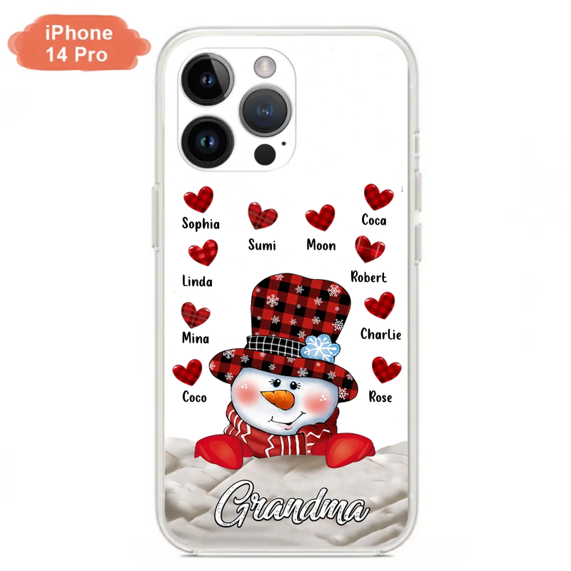 Personalized Snowman Grandma Phone Case - Christmas Gift Idea For Grandma - Up to 10 Kids - Case For iPhone/Samsung