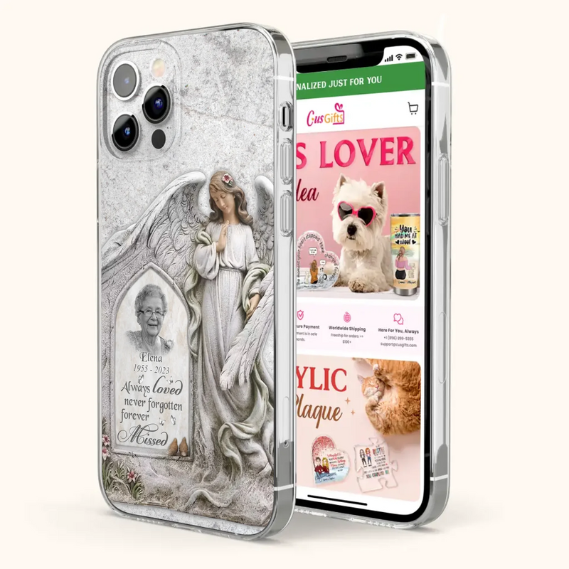 Custom Personalized Memorial Photo Phone Case - Memorial Gift Idea For Family Member - Always Loved Never Forgotten Forever Missed - Case For iPhone/Samsung
