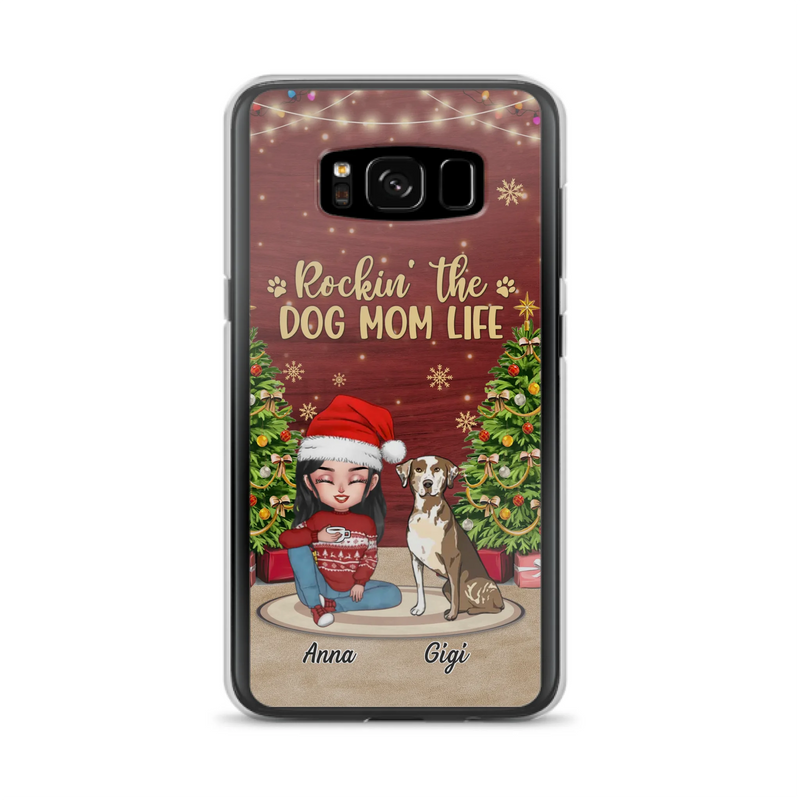 Custom Personalized Dog Mom iPhone/ Samsung Case - Christmas Gift Idea For Dogs Lovers - Upto 4 Dogs - Rockin' The Dog Mom Life