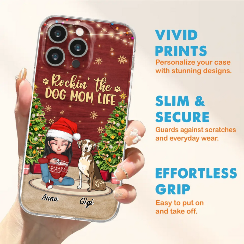 Custom Personalized Dog Mom iPhone/ Samsung Case - Christmas Gift Idea For Dogs Lovers - Upto 4 Dogs - Rockin' The Dog Mom Life