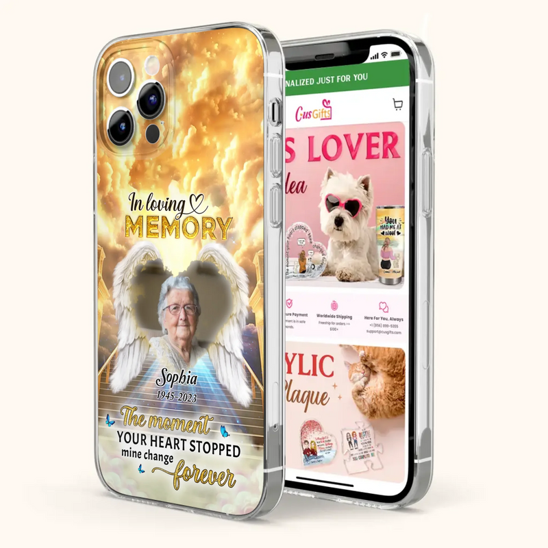 The Moment Your Heart Stopped Mine Changed Forever - Personalized Memorial iPhone/ Samsung Case - Upload Photo - Memorial Gift Idea